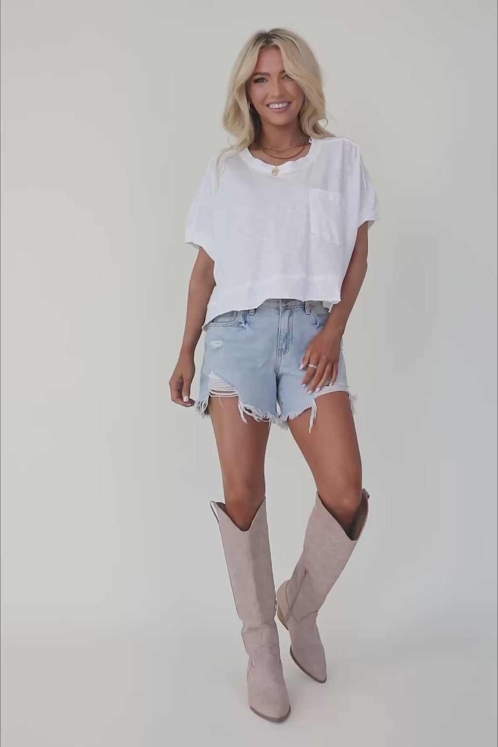 Kaeli White Pocketed Tee, product video thumbnail
