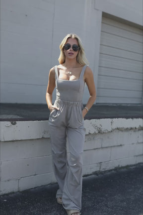 Dallas Taupe Jumpsuit, product video thumbnail