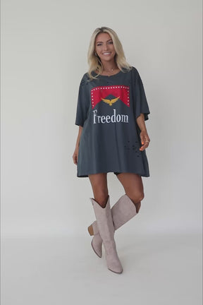 Freedom Slate Distressed Graphic Tee, product video thumbnail