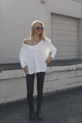 White Waffle Knit Top, product video thumbnail