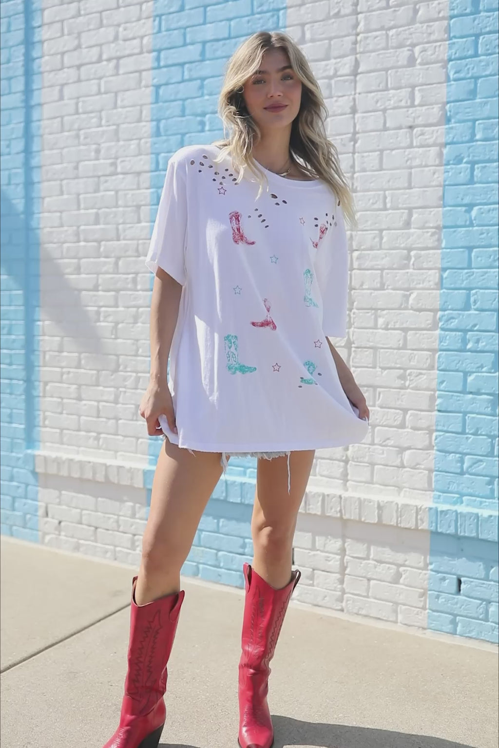 Cowboy Boots Distressed Tee, product video thumbnail