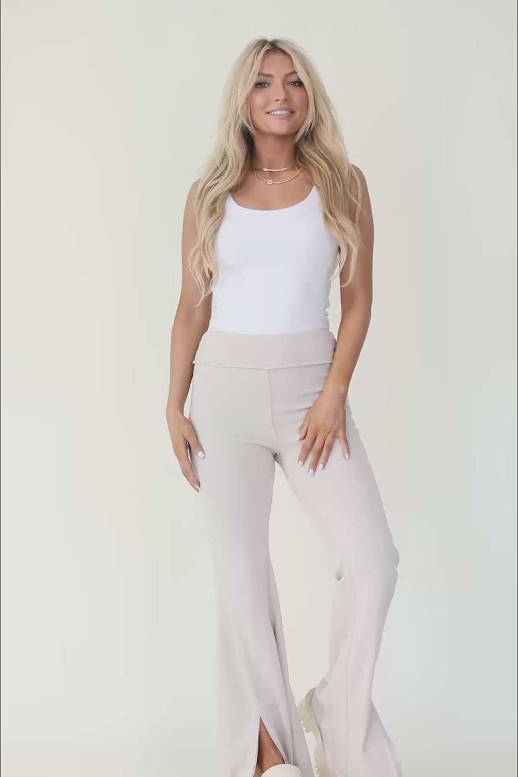 Flared Taupe Lounge Pants, product video thumbnail