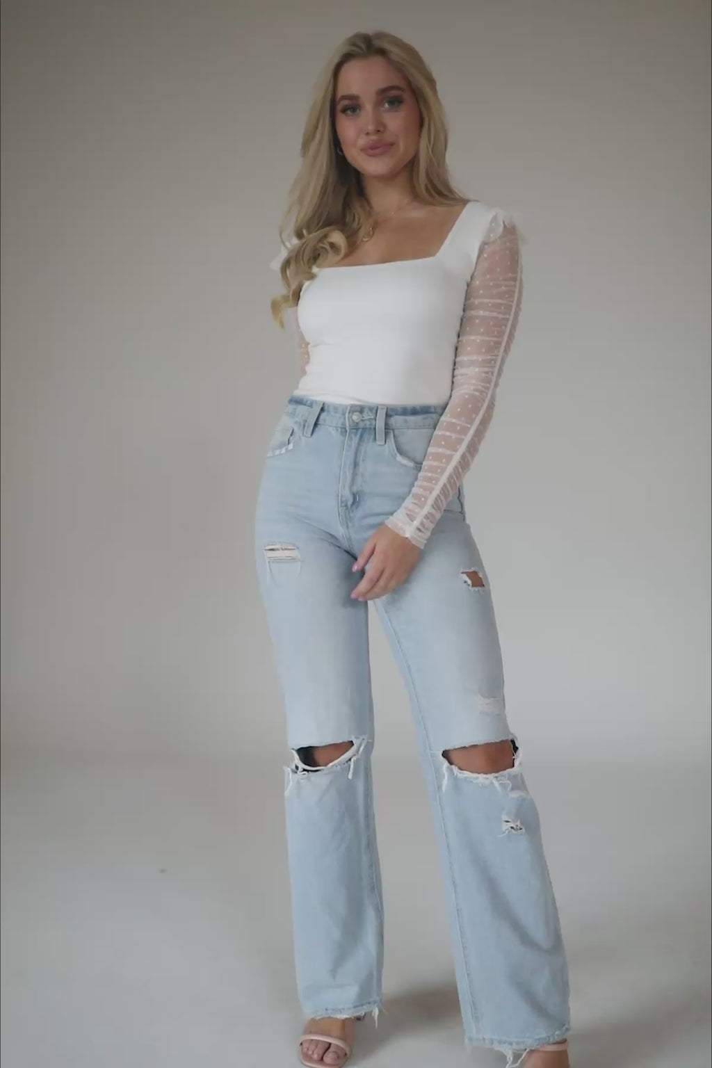 Gracie White Bodysuit, product video thumbnail