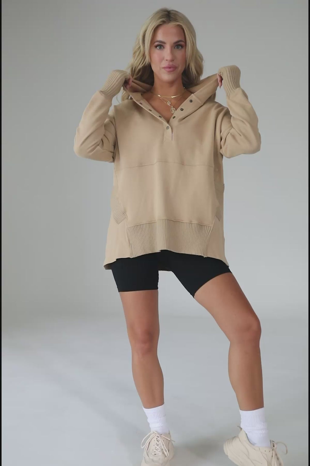 Baylee Taupe Hoodie, product video thumbnail