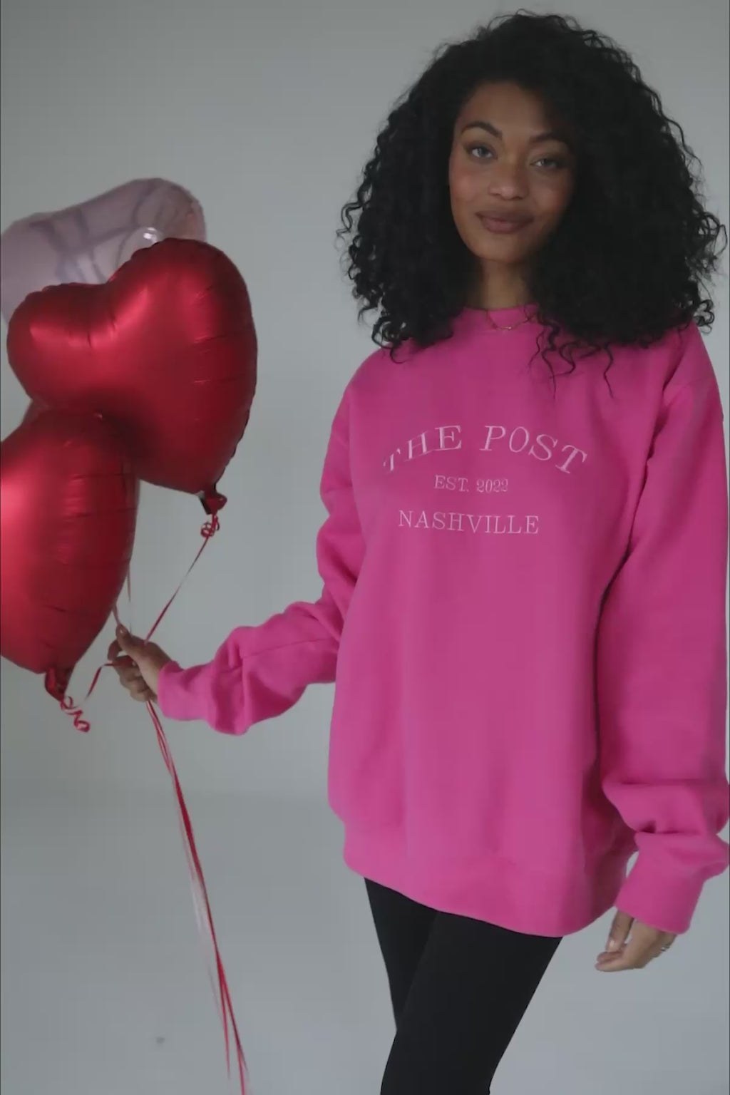 Postie Hot Pink Oversized Sweatshirt, product video thumbnail