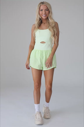 Varsity Lime Romper, product video thumbnail
