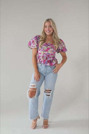 Krissy Pink Floral Top, product video thumbnail