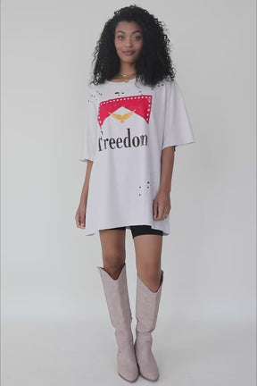 Freedom Distressed Graphic Tee, product video thumbnail
