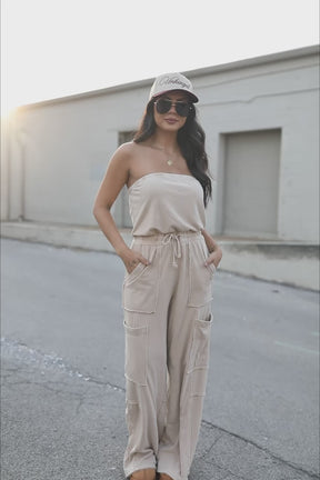 Stella Tan Jumpsuit, product video thumbnail