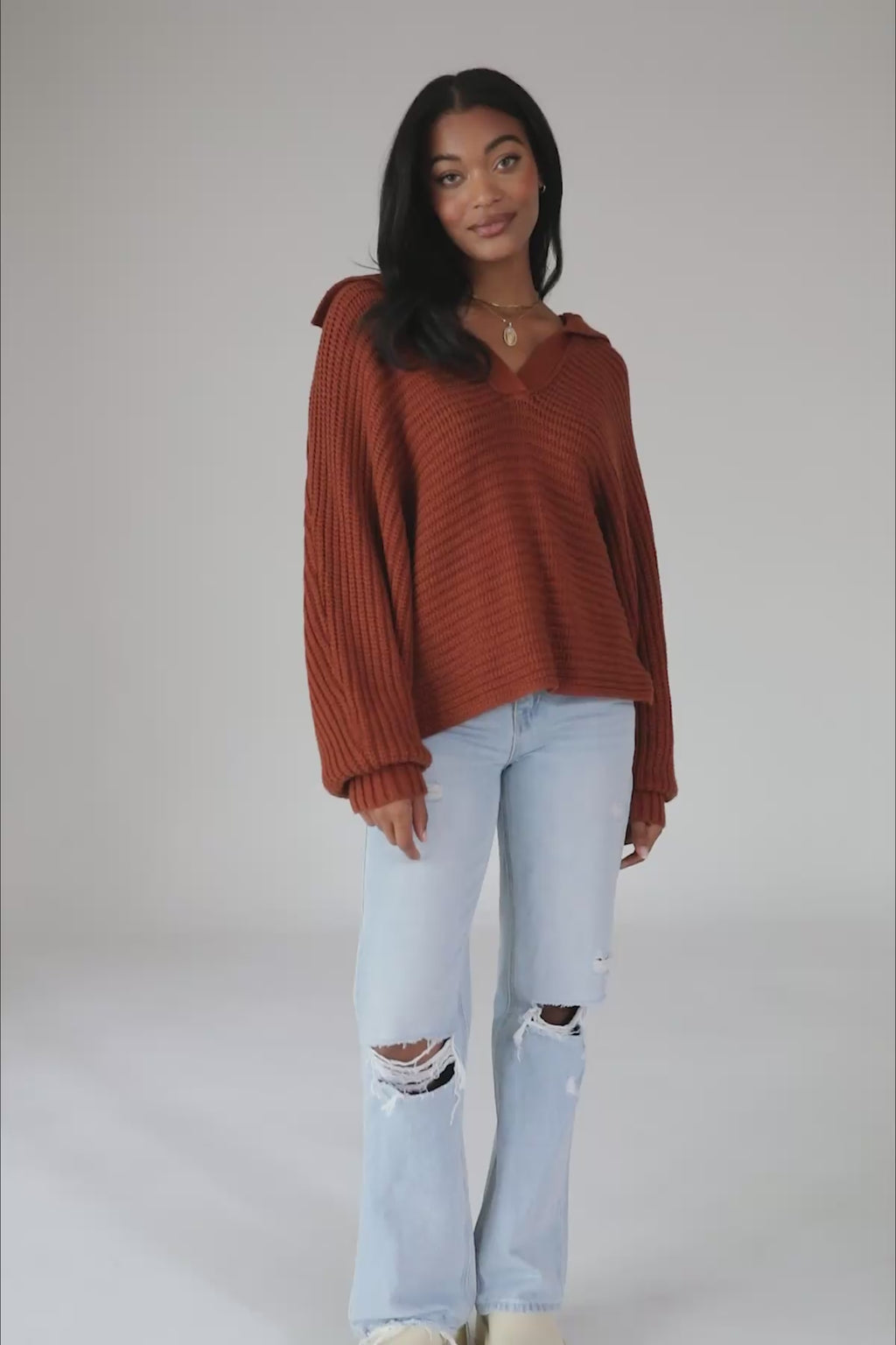 Dre Copper Collared Sweater, product video thumbnail
