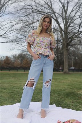 Krissy Peach Floral Top, product video thumbnail