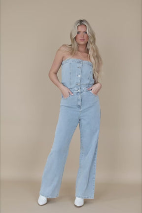 Penelope Strapless Jumpsuit, product video thumbnail