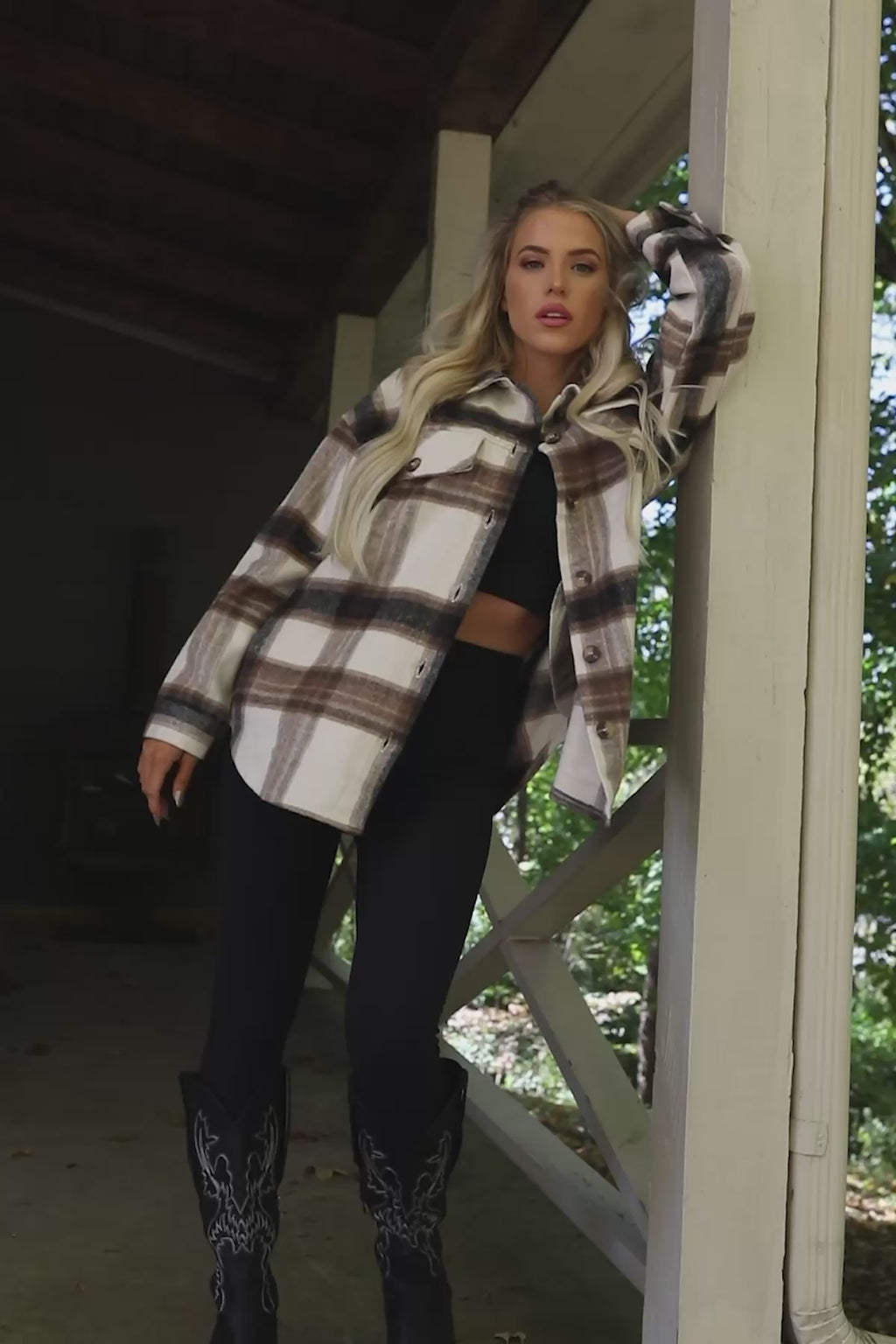Whitney Plaid Flannel Shacket, Product Video Thumbnail