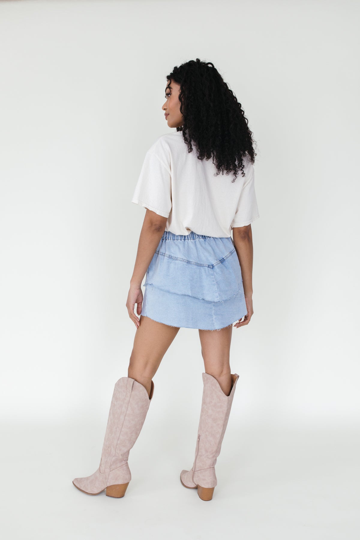 Cleo Denim Ruffle Skirt, alternate, color, Denim