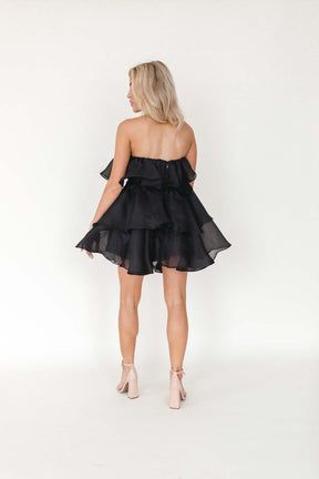 Lana Black Ruffle Mini Dress, alternate, color, Black