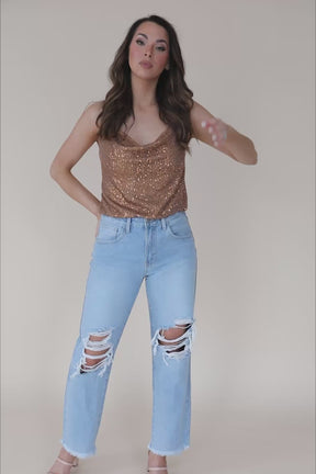 Brianna Gold Sequin Bodysuit, product video thumbnail