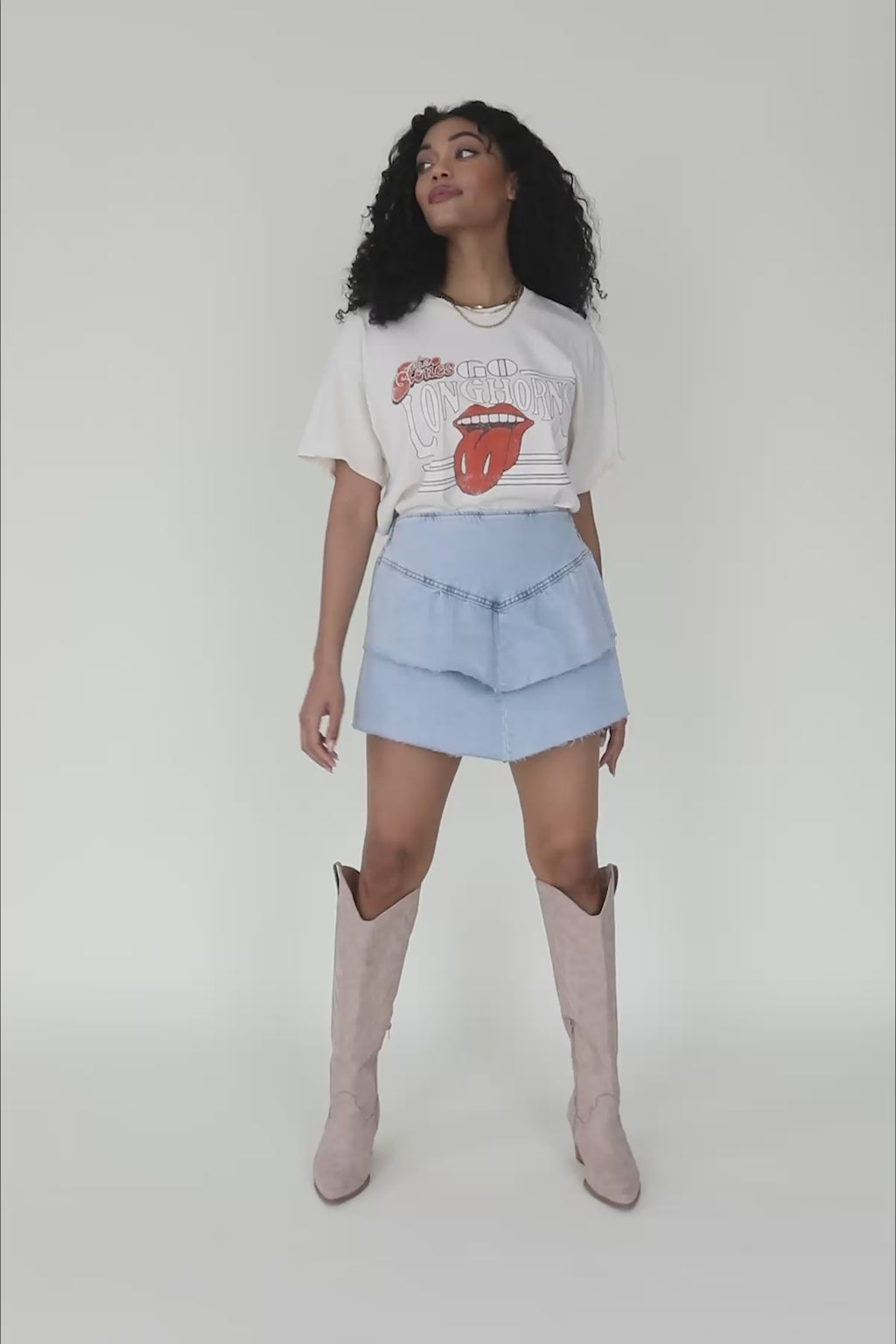 Cleo Denim Ruffle Skirt, product video thumbnail