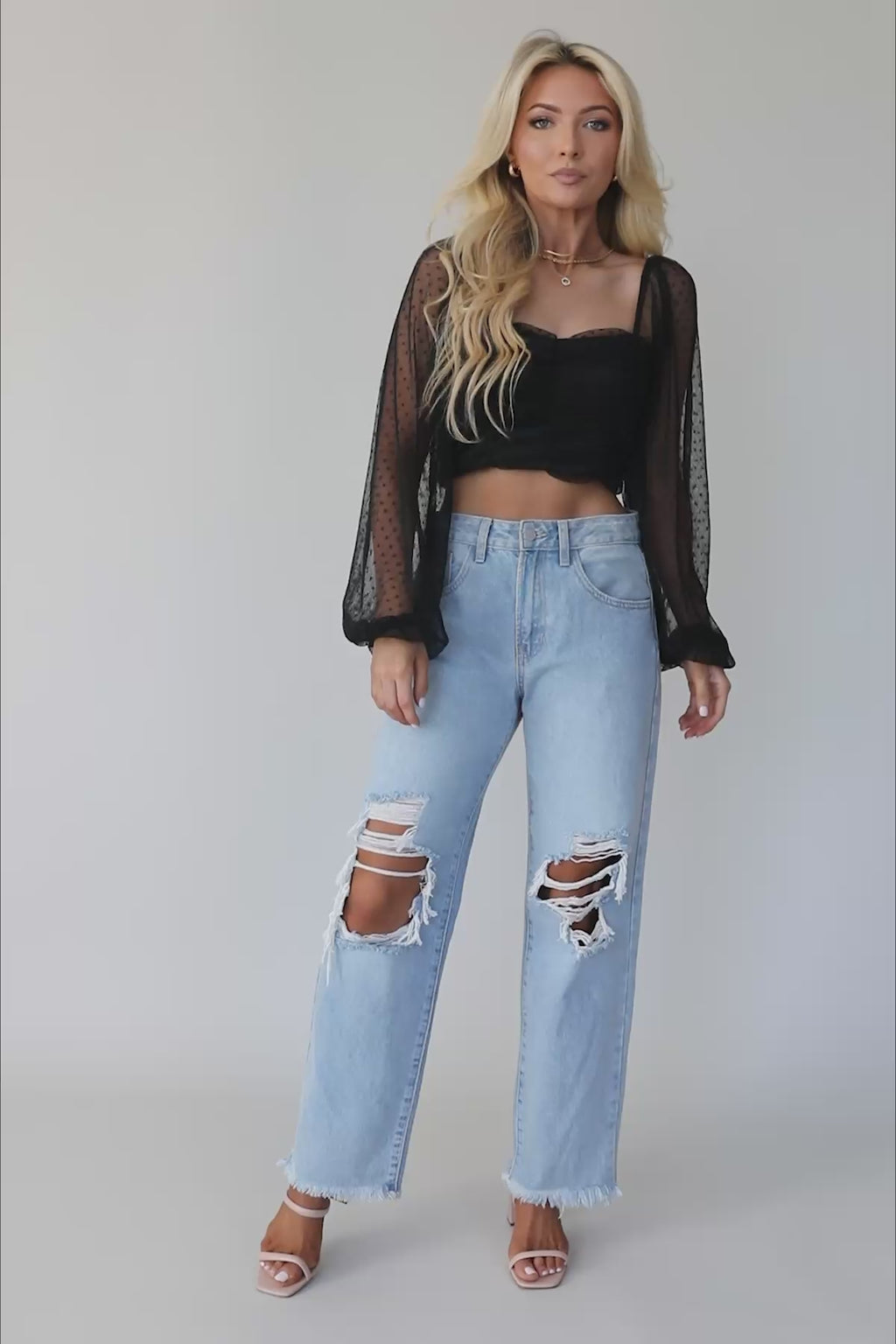 Jillian Black Puff Sleeve Top, product video thumbnail