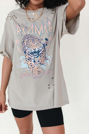 Dreamer Distressed Graphic Tee, alternate, color, Khaki