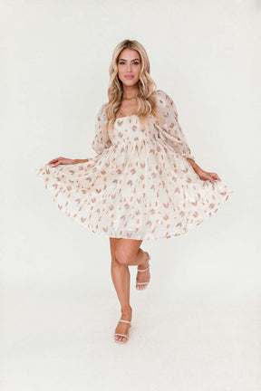 Lindsay Floral Babydoll Dress, alternate, color, Beige
