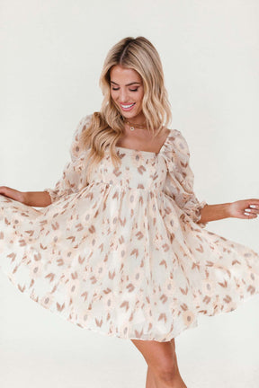 Lindsay Floral Babydoll Dress, alternate, color, Beige