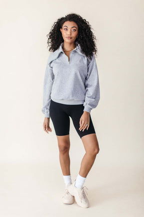 Kensie Quarter Zip Sweatshirt, alternate, color, Grey