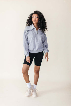 Kensie Quarter Zip Sweatshirt, alternate, color, Grey