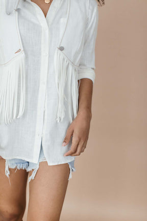 Roxy Fringe Vest, alternate, color, White
