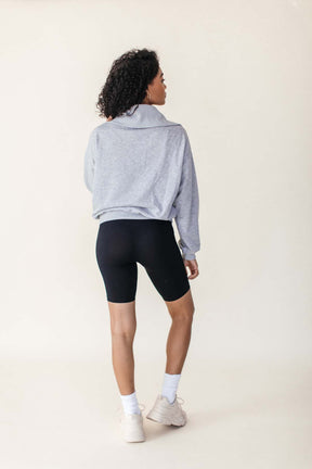 Kensie Quarter Zip Sweatshirt, alternate, color, Grey