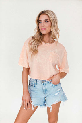 Izzy Peach Vintage Wash Tee, alternate, color, Peach