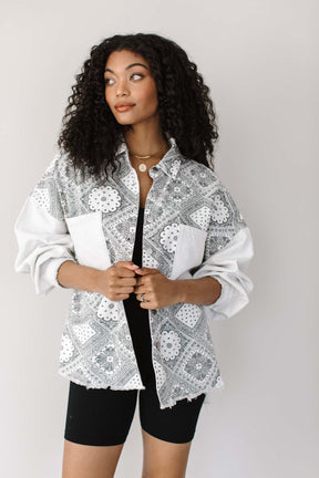 Kyra Bandana Shacket, alternate, color, Black - White