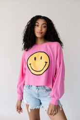 Kayla Smiley Shirt,  alternate, color, Pink