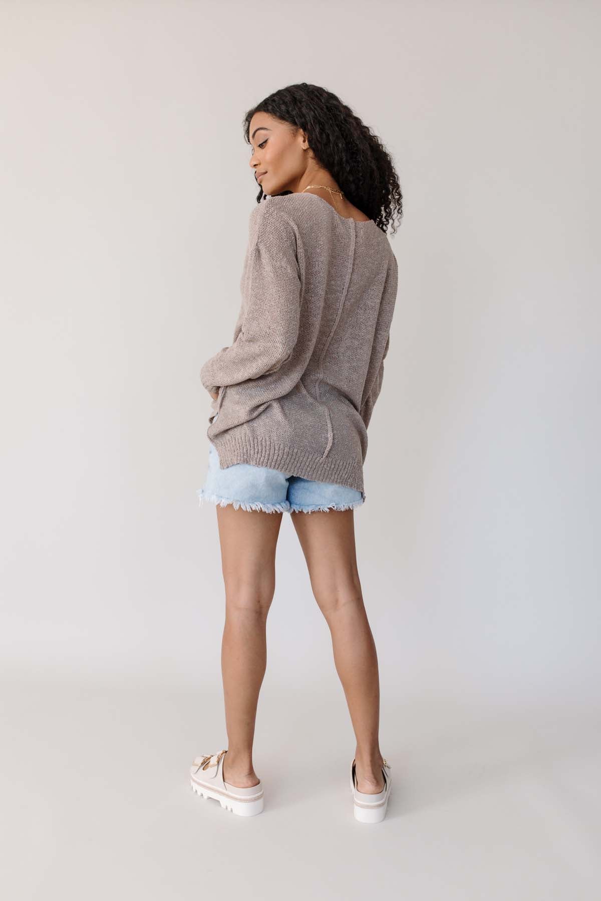 Adeline Lightweight Sweater, alternate, color, Mocha