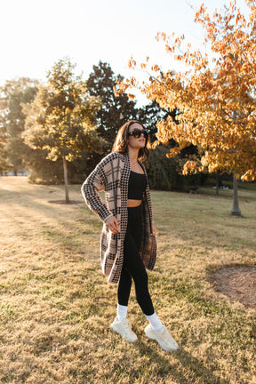 Sophia Cardigan, Alternate, color, Taupe Houndstooth