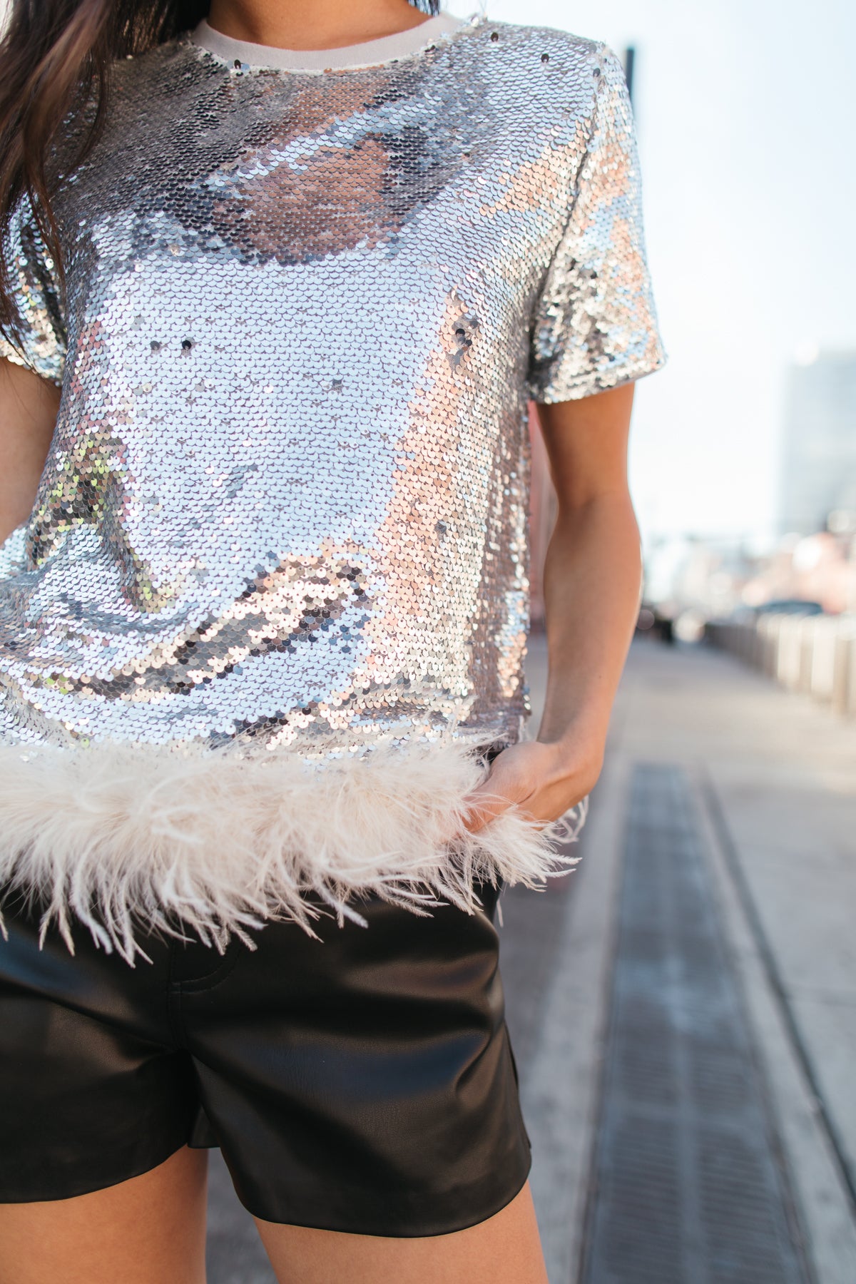 Kennedy Sequin Shirt, Alternate, Color, Silver