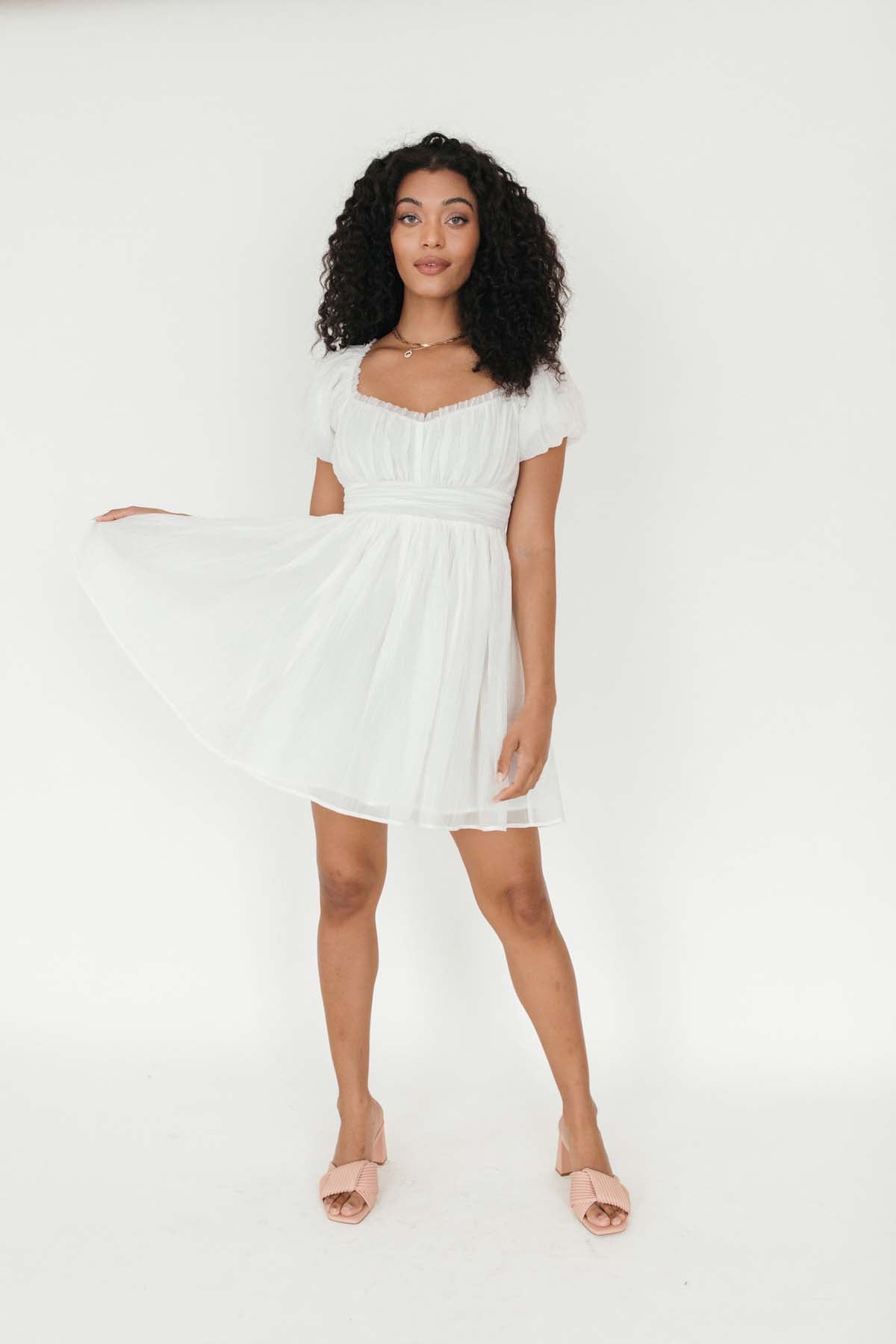 Riley Puff Sleeve Dress, alternate, color, White