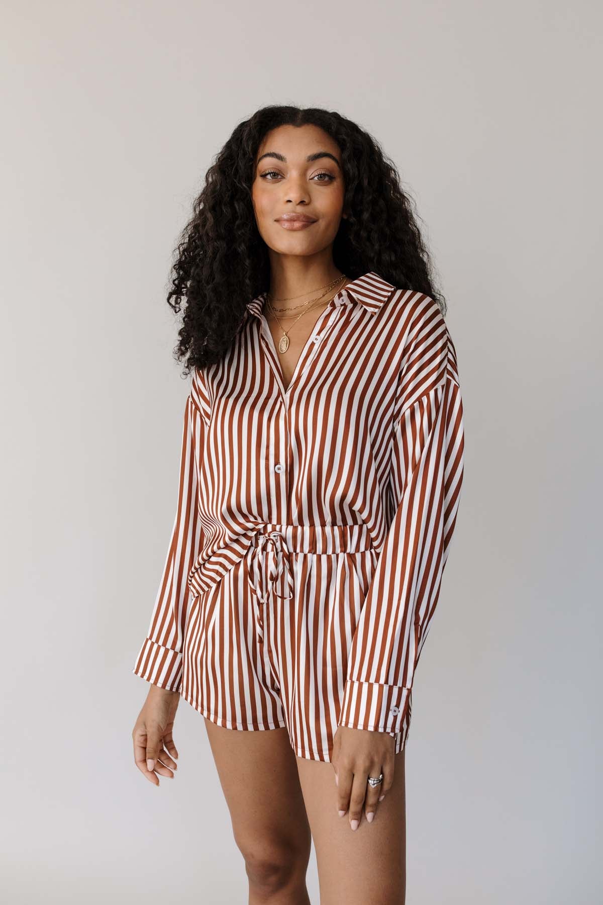 Sawyer Striped Button Down, alternate, color, Ivory-Brown Stripe