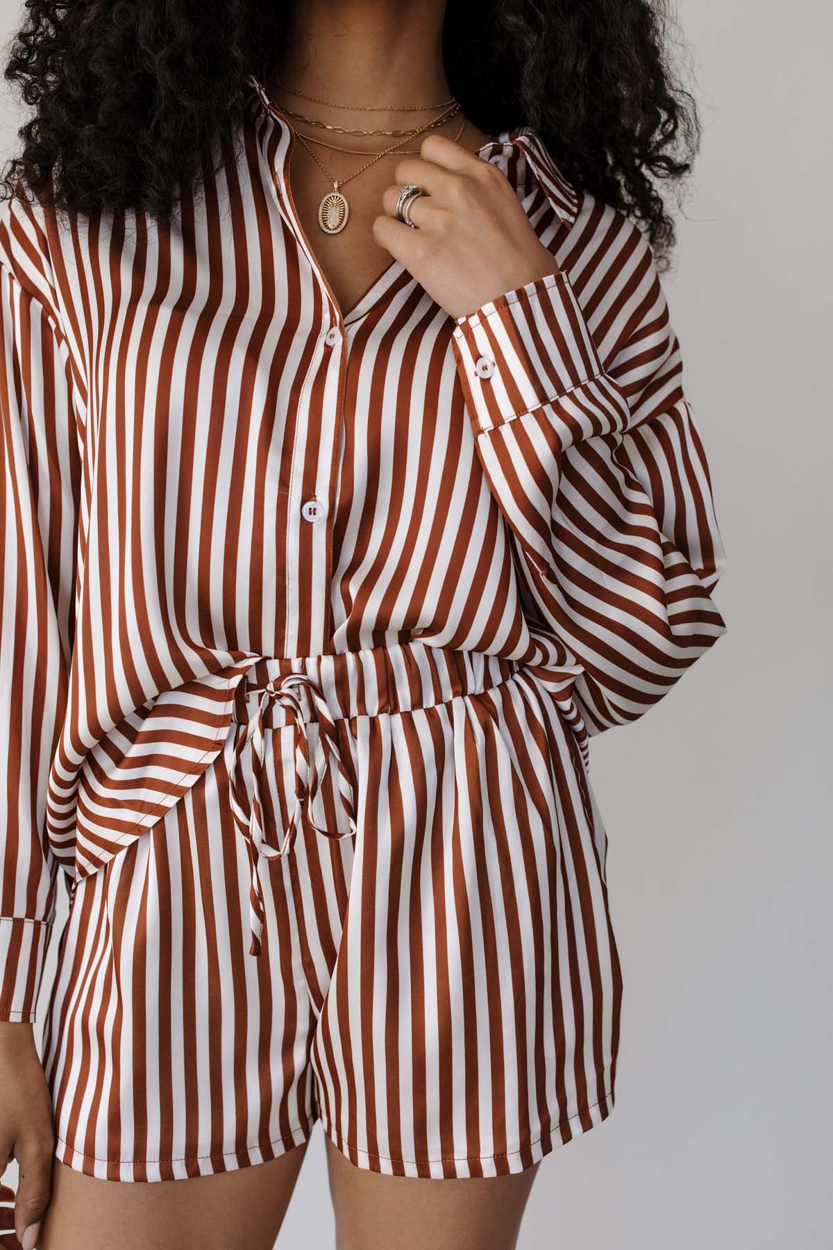 Sawyer Striped Button Down, alternate, color, Ivory-Brown Stripe