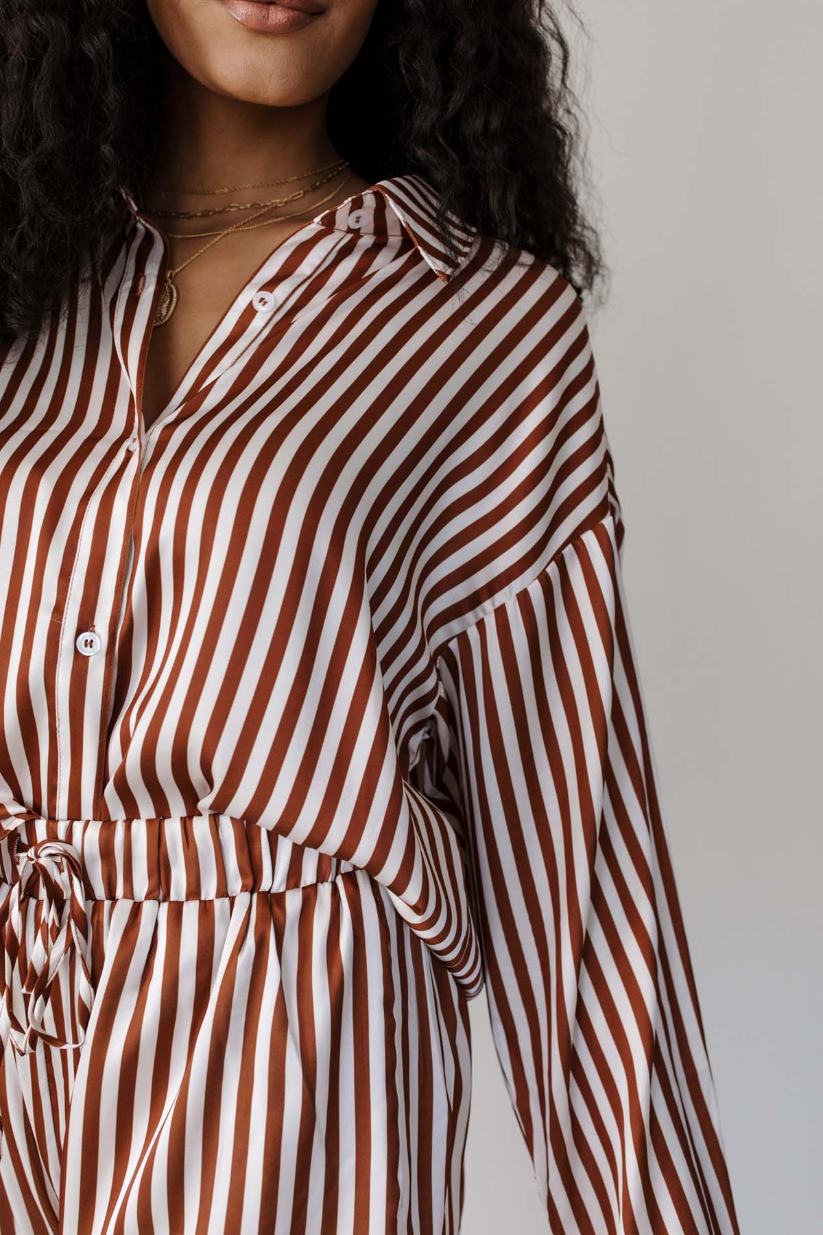 Sawyer Striped Button Down, alternate, color, Ivory-Brown Stripe