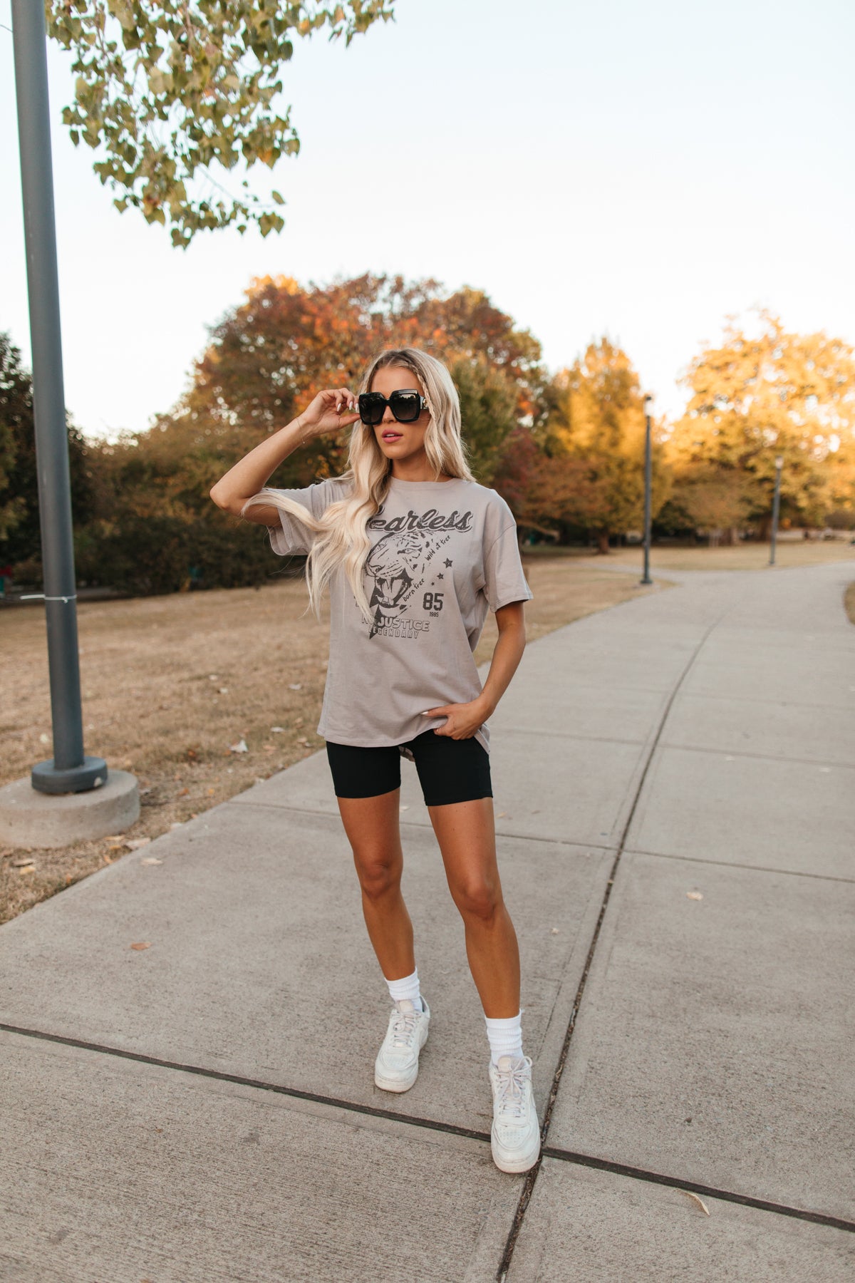 Aimee Fearless Graphic Tee, alternate, color, Grey