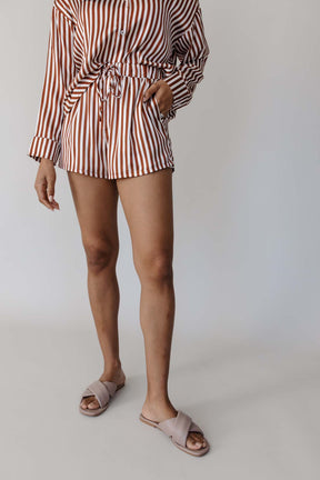 Sawyer Striped Shorts, alternate, color, Ivory-Brown Stripe