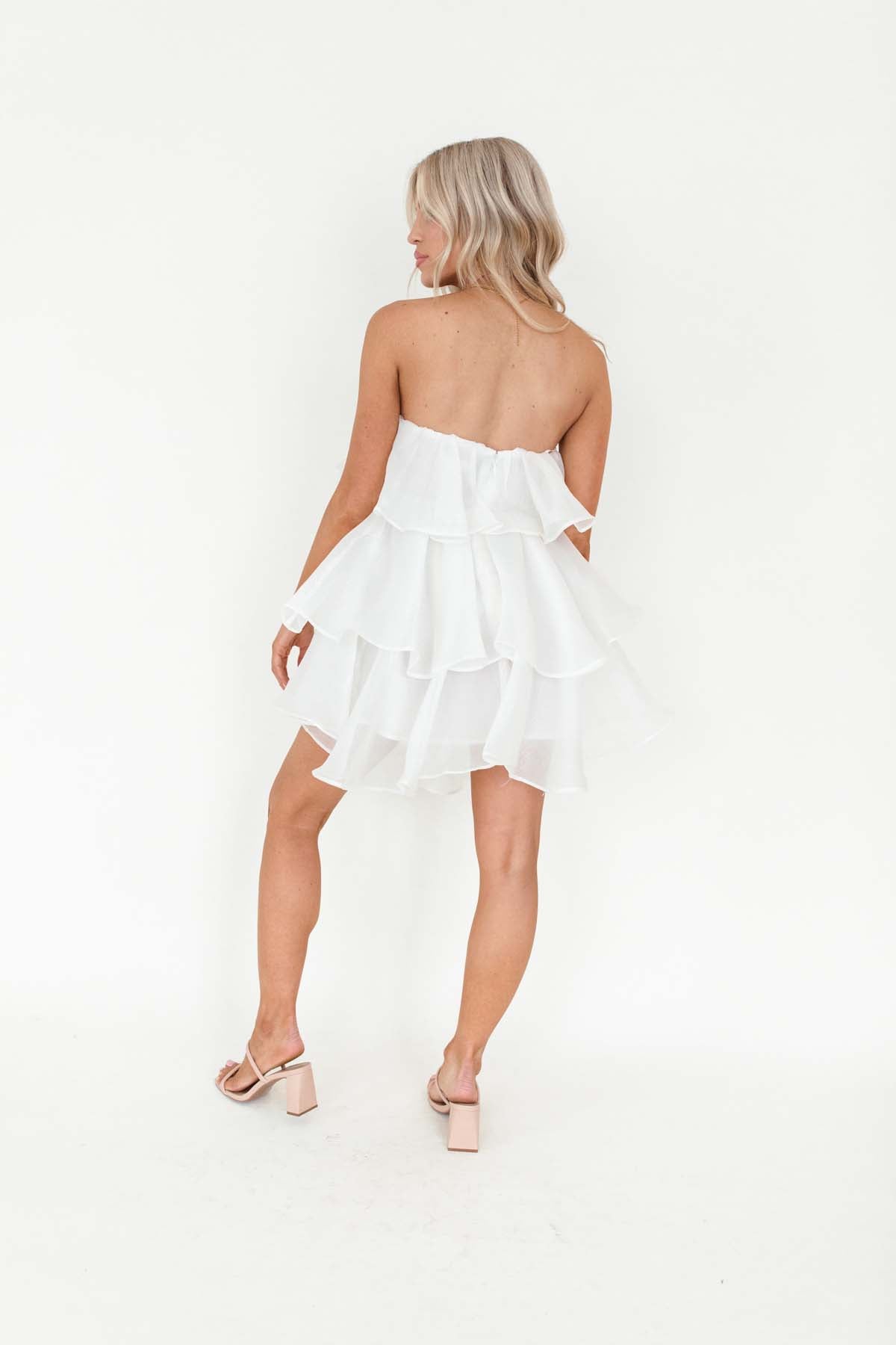 Lana White Ruffle Mini Dress, alternate, color, White