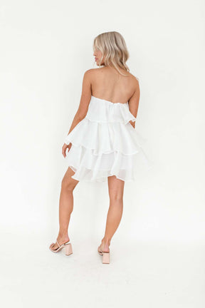 Lana White Ruffle Mini Dress, alternate, color, White