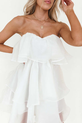Lana White Ruffle Mini Dress, alternate, color, White