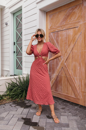 Missy Cut Out Maxi Dress, alternate, color, Rose