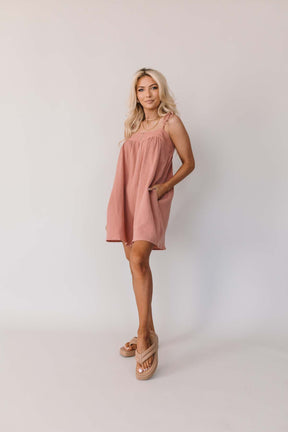 Teri Linen Romper, alternate, color, Rose