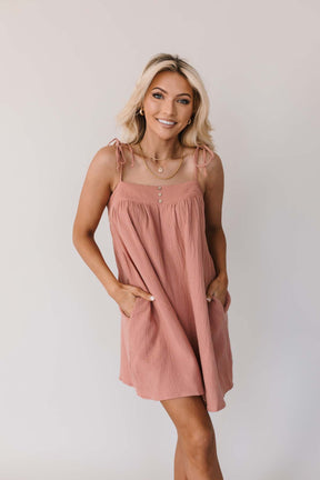 Teri Linen Romper, alternate, color, Rose