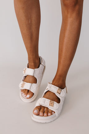 Nikki Cream Buckle Sandals, alternate, color, Cream