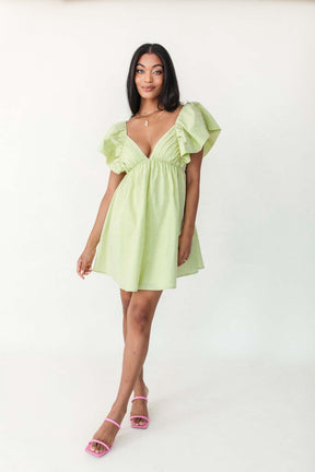 Stephanie Mini Dress, alternate, color, Lime