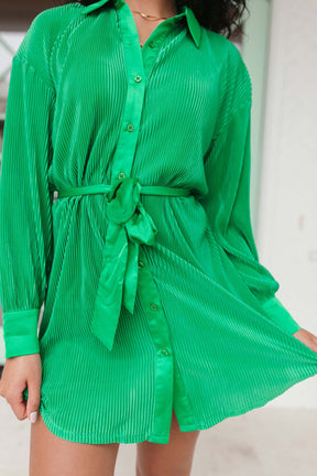 Camille Plisse Wrap Dress, alternate, color, Kelly Green